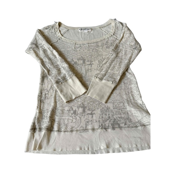 Sweet Child Womens  Long Sleeve Round Neck Patterned Top With Raw Hem Skater - Picture 6 of 6